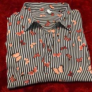 Striped top with butterflies